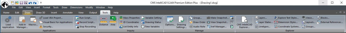 IntelliCAD Ribbon - Tools